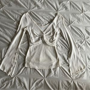 White Flared Sleeve Top